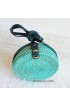 coloring rattan circle sling leather bags turquoise color